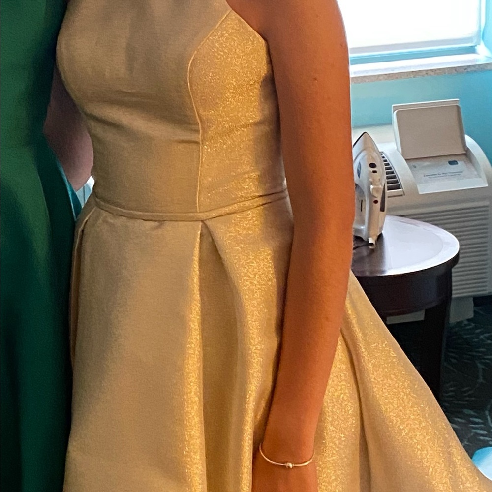 Elegant Cream and Gold Cocktail Dress